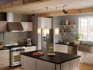 Photo of beautifully remodeled kitchen showing different kitchen lighting.