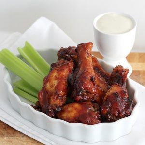 Photo of chicken wings that can be served at a super bowl party.