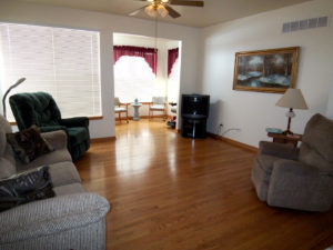 Living room in a maintenance free ranch home in Shorewood.
