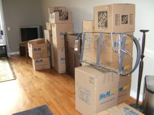 Moving boxes in empty house