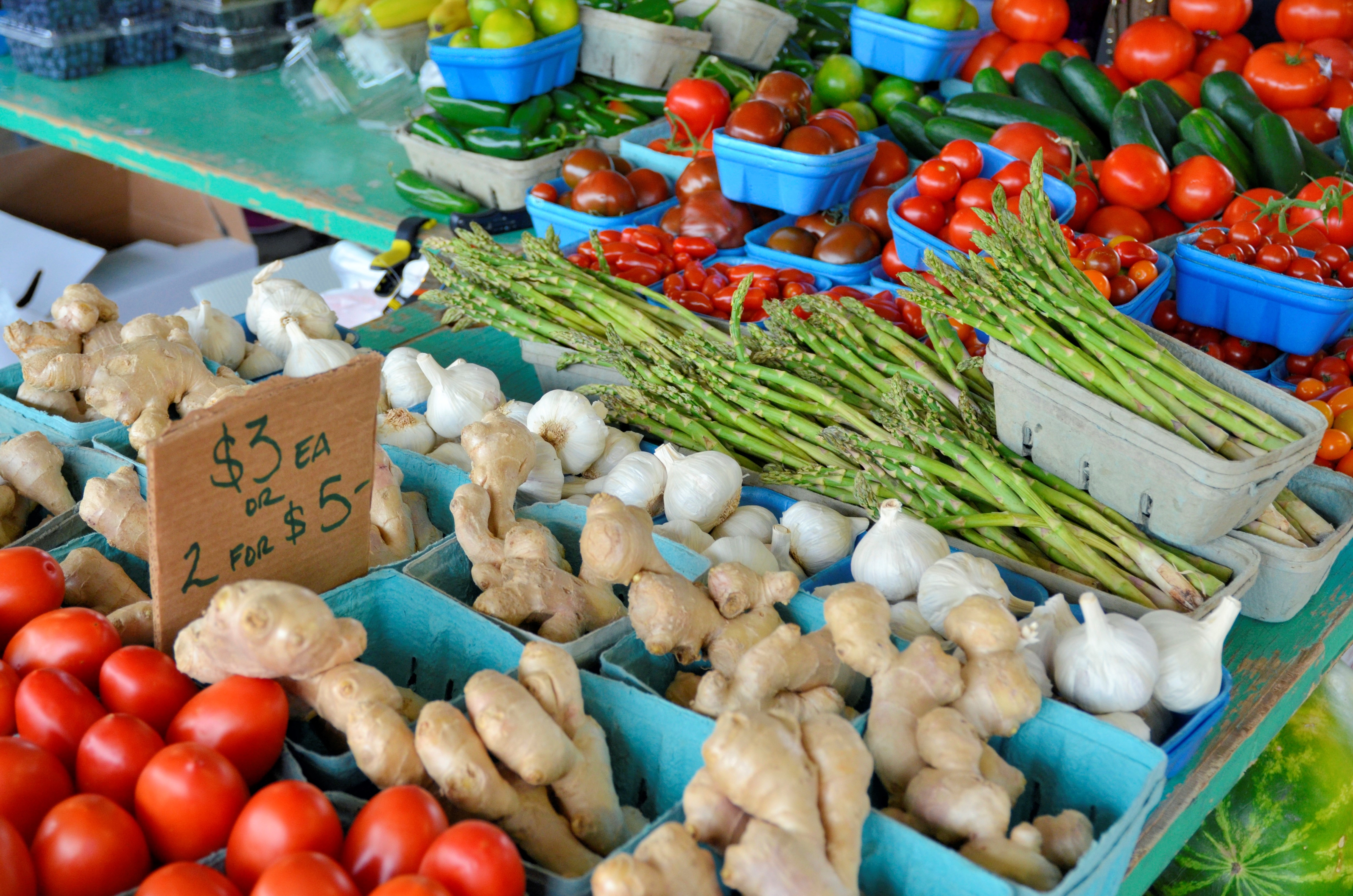 Photo of vegetables for an article about local farmer's markets.