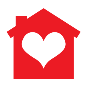 Graphic of a red home with a heart in the middle for an article discussing why you should sell in the fall.