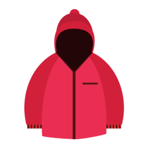 Graphic of a winter coat for an article about upcoming weekend events including a winter coat drive.