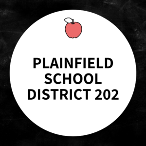 Plainfield School District 202 graphic with an image of an apple.