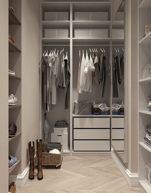 Clean and organized closet; decluttering closets and drawers is an important step in getting ready to sell in the spring.
