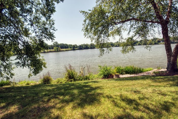 Home has beautiful water view from patio of walk-out basement at 3416 Lake Shore Joliet.