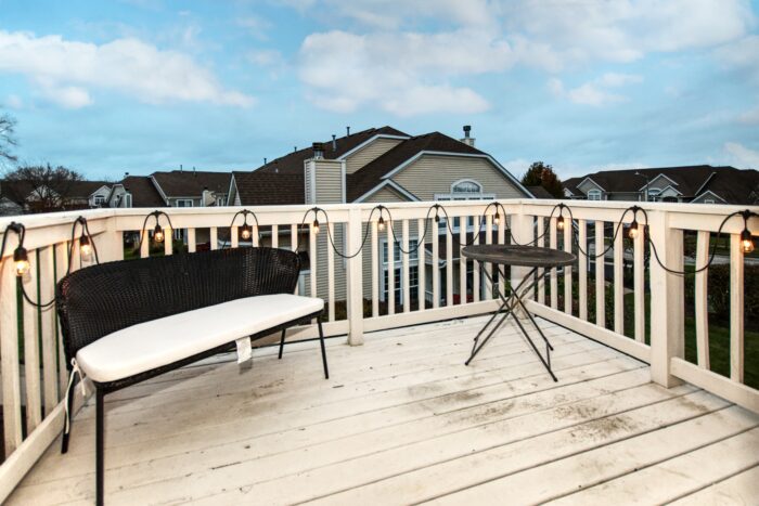 Balcony at condo located in the Riverwalk subdivision.